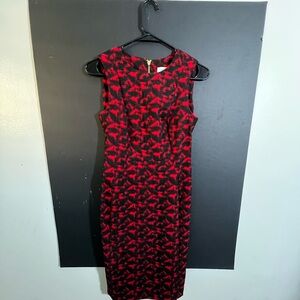 Calvin Klein Red and Black Midi Dress